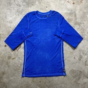 Blank Blue Affliction Logo Patch Thermal Long Sleeve Shirt Size L